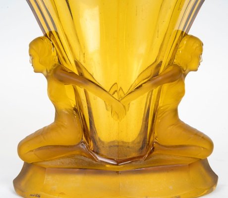 Art Deco Goblet in Yellow Glass Paste, 1930s-WFS-2022266