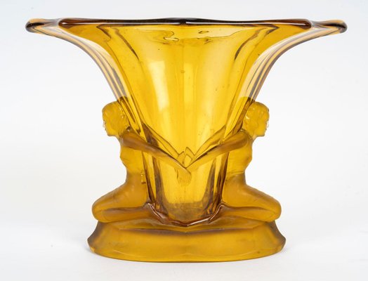 Art Deco Goblet in Yellow Glass Paste, 1930s-WFS-2022266