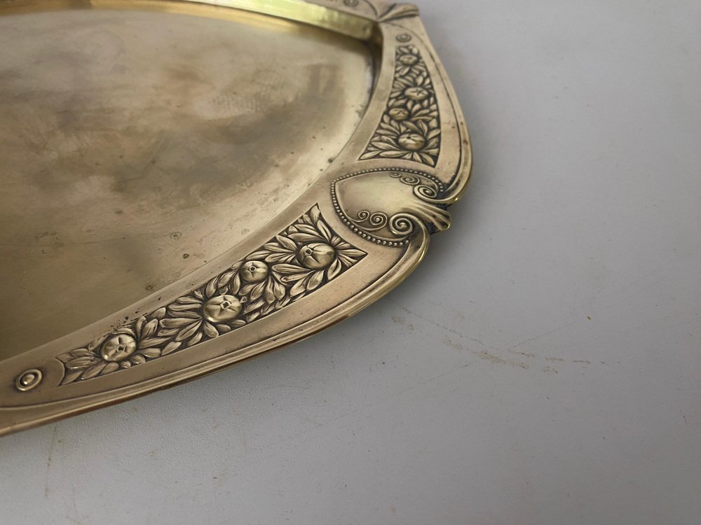 Art Deco Gold Platter in Brass, France, 1940