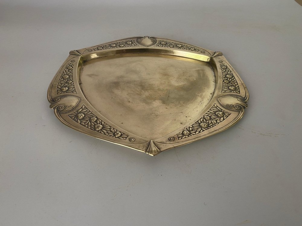 Art Deco Gold Platter in Brass, France, 1940