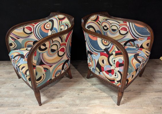 Art Deco Gondola Armchairs and Mahogany Chairs, 1920s, Set of 4-IBO-2022774