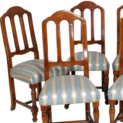 Art Deco Gothic Style Italian Solid Walnut Dining Chairs from Bassano Ebanistery, 1920s, Set of 6-NJV-709658