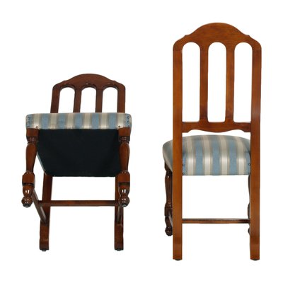 Art Deco Gothic Style Italian Solid Walnut Dining Chairs from Bassano Ebanistery, 1920s, Set of 6-NJV-709658