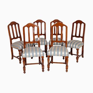 Art Deco Gothic Style Italian Solid Walnut Dining Chairs from Bassano Ebanistery, 1920s, Set of 6-NJV-709658