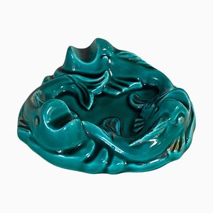 Art Deco Green Ceramic Ashtray, 1940s-UR-1792659