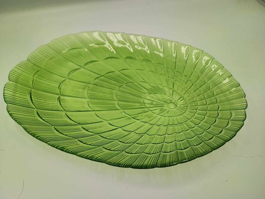 Art Deco Green Glass Plate, 1920s-CAQ-1794201