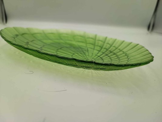 Art Deco Green Glass Plate, 1920s-CAQ-1794201