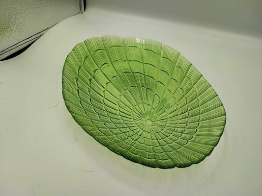 Art Deco Green Glass Plate, 1920s-CAQ-1794201