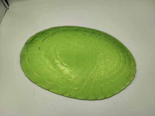 Art Deco Green Glass Plate, 1920s-CAQ-1794201