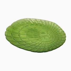 Art Deco Green Glass Plate, 1920s-CAQ-1794201