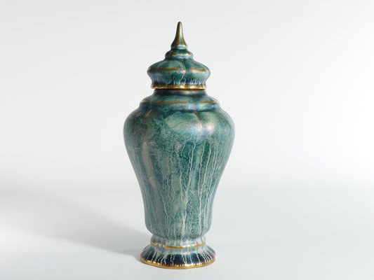 Art Deco Green Lustre Glaze Lidded Vase by Josef Ekberg for Gustavsberg, 1920s-RUK-1758067