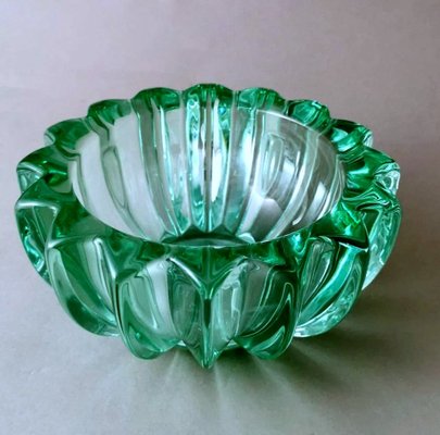 Art Deco Green Molded Glass Bowl by Pierre Davesn, 1930s-QRS-1800971