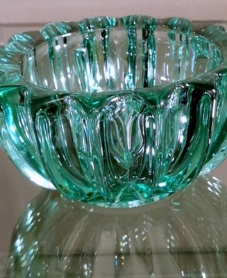 Art Deco Green Molded Glass Bowl by Pierre Davesn, 1930s-QRS-1800971