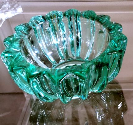 Art Deco Green Molded Glass Bowl by Pierre Davesn, 1930s-QRS-1800971