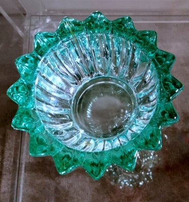 Art Deco Green Molded Glass Bowl by Pierre Davesn, 1930s-QRS-1800971