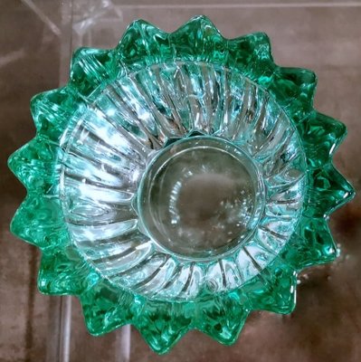 Art Deco Green Molded Glass Bowl by Pierre Davesn, 1930s-QRS-1800971