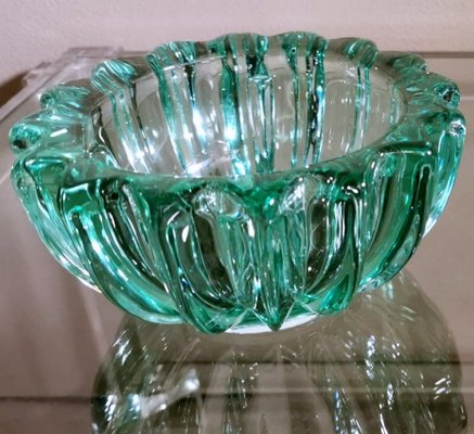 Art Deco Green Molded Glass Bowl by Pierre Davesn, 1930s-QRS-1800971