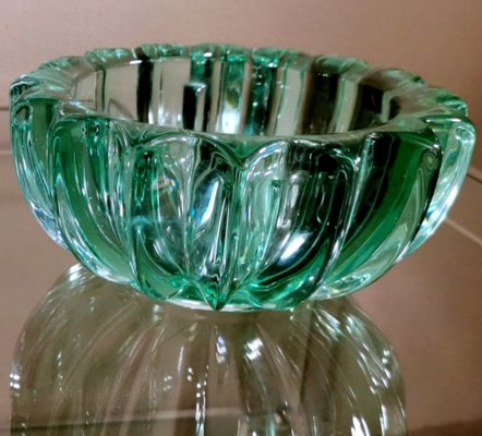 Art Deco Green Molded Glass Bowl by Pierre Davesn, 1930s-QRS-1800971