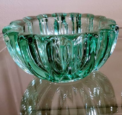 Art Deco Green Molded Glass Bowl by Pierre Davesn, 1930s-QRS-1800971