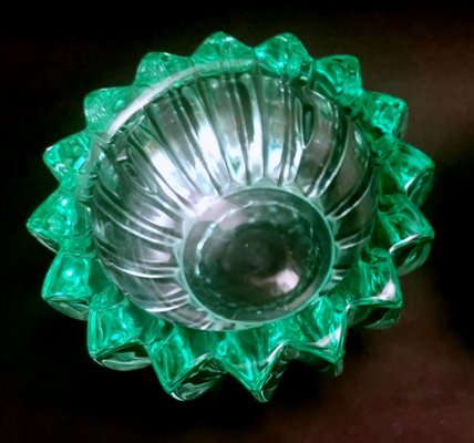 Art Deco Green Molded Glass Bowl by Pierre Davesn, 1930s-QRS-1800971