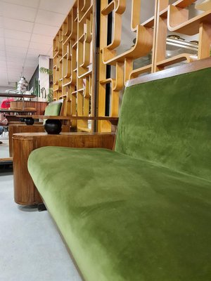 Art Deco Green Velvet Sofa-BW-1261477