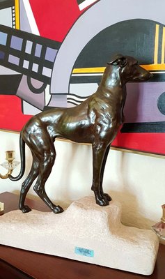 Art Deco Greyhound Sculpture by Jules Edmond Masson for Max Le Verrier, 1930s-AWH-778179