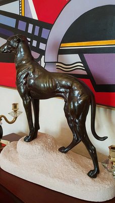 Art Deco Greyhound Sculpture by Jules Edmond Masson for Max Le Verrier, 1930s-AWH-778179