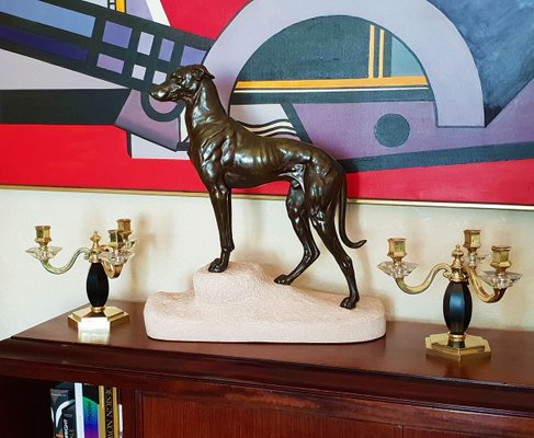 Art Deco Greyhound Sculpture by Jules Edmond Masson for Max Le Verrier, 1930s-AWH-778179