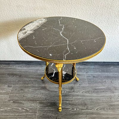 Art Deco Gueridon Table in Black Marble with White Grain-GWW-2043358