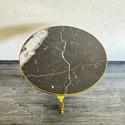 Art Deco Gueridon Table in Black Marble with White Grain-GWW-2043358