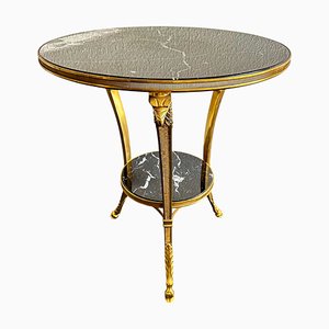 Art Deco Gueridon Table in Black Marble with White Grain-GWW-2043358