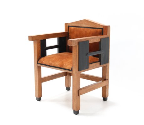 Art Deco Hague School Oak Armchair by Jacques Grubben, 1930s-MY-974990