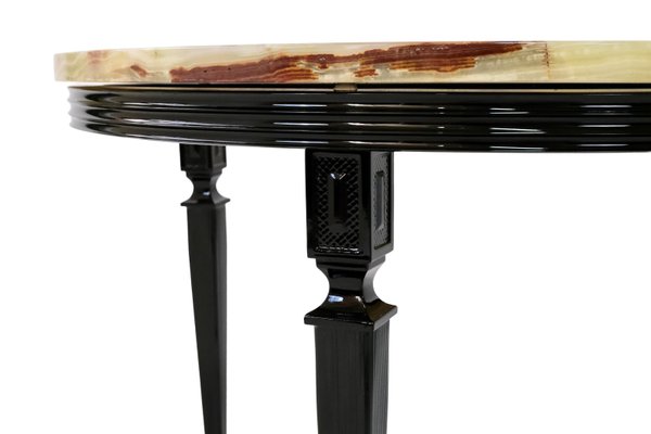 Art Deco Half-Moon Marble Nightstands on Black Metal Base, 1930s, Set of 2-CXC-1368780