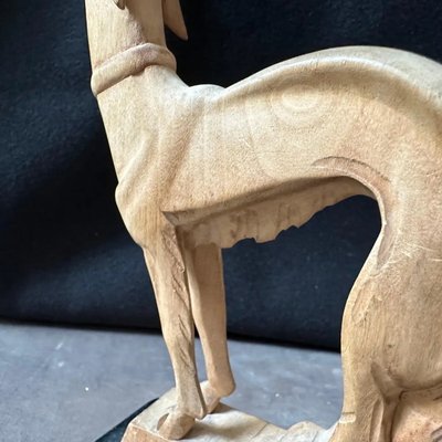 Art Deco Hand-Carved Figure of a Greyhound, 1930s-NMK-2036013