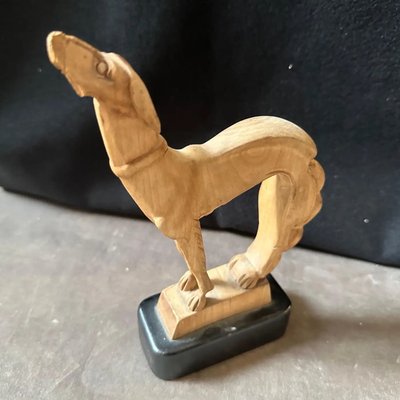 Art Deco Hand-Carved Figure of a Greyhound, 1930s-NMK-2036013