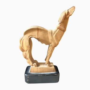 Art Deco Hand-Carved Figure of a Greyhound, 1930s-NMK-2036013