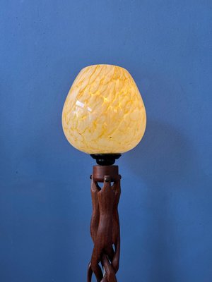 Art Deco Hand-Carved Wooden Table Lamp-ZBK-1351686