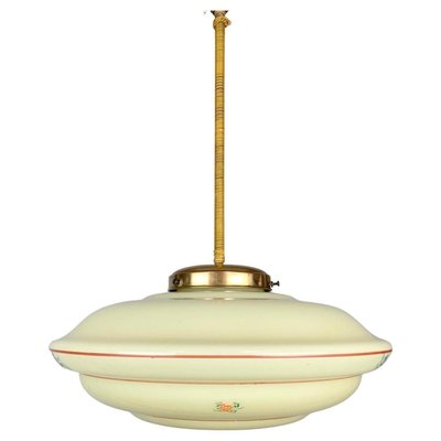 Art Deco Hand Painted Glass Pendant Light, 1930s-TZ-1017880