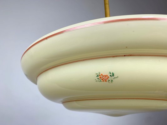 Art Deco Hand Painted Glass Pendant Light, 1930s-TZ-1017880