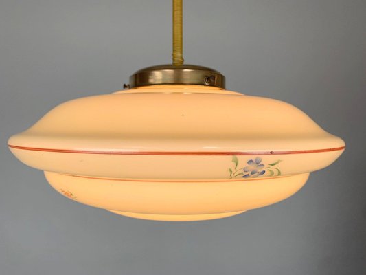 Art Deco Hand Painted Glass Pendant Light, 1930s-TZ-1017880