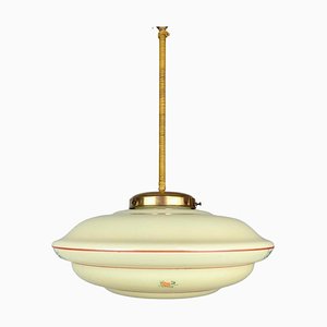 Art Deco Hand Painted Glass Pendant Light, 1930s-TZ-1017880