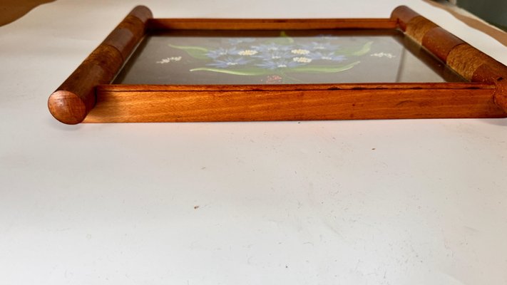 Art Deco Hand Painted Wood Tray Brown Color, France, 1940s-UR-2035092