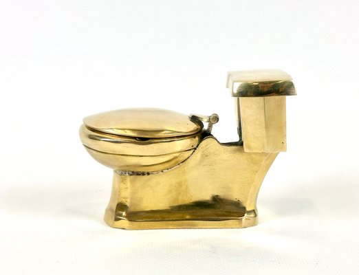 Art Deco Handcrafted Brass Toilet Ashtray and Match Box Holder, 1930s-ZCY-2020165