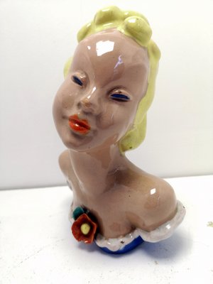 Art Deco Handmade Woman's Bust by Komlos, 1930s-UWE-1021534