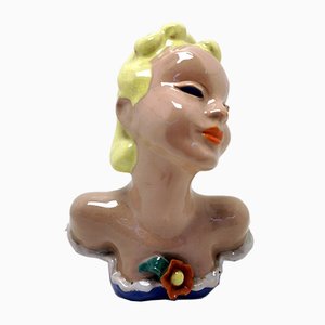 Art Deco Handmade Woman's Bust by Komlos, 1930s-UWE-1021534