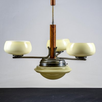 Art Deco Hanging Lamp in Metal and Glass-RAQ-1763929