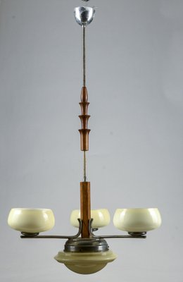 Art Deco Hanging Lamp in Metal and Glass-RAQ-1763929