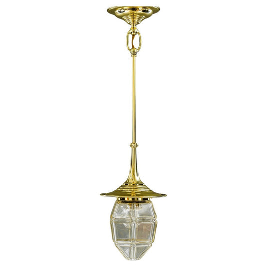 Art Deco Hanging Lamp with Cut Glass Shade, Vienna, Austria, 1920s