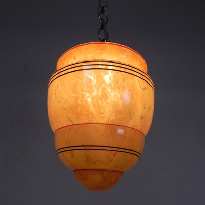 Art Deco Hanging Lamp with Marbled Glass Shade, 1930s-TL-1793773