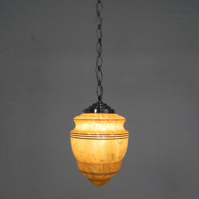 Art Deco Hanging Lamp with Marbled Glass Shade, 1930s-TL-1793773